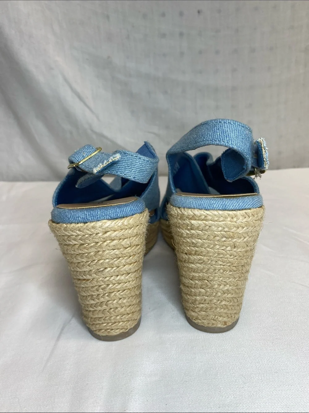 American Eagle Outfitters Denim Blue Espadrille Wedge Sandals Size 7.5